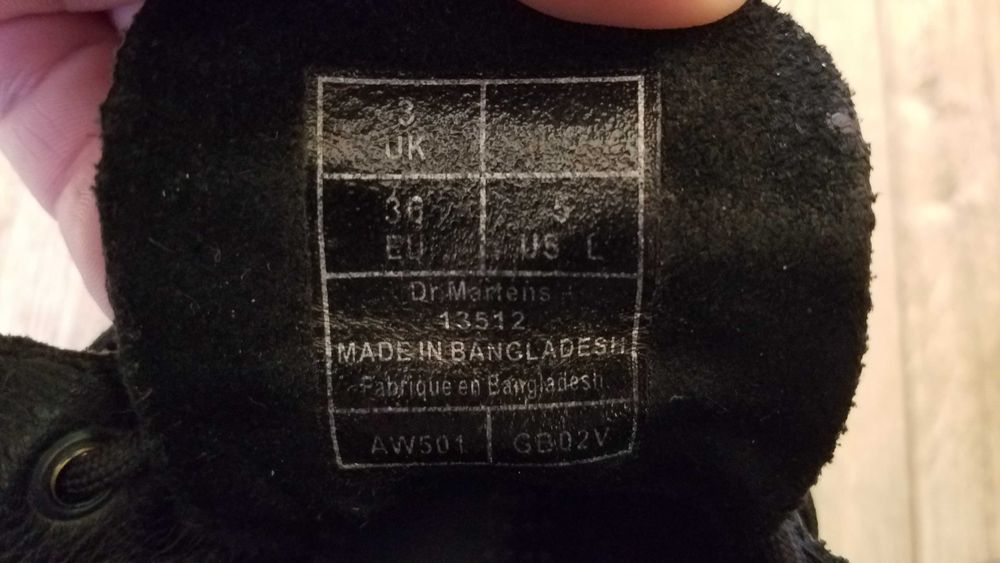 Dr. Martens UK3 35/36 22.5cm czarne buty Skóra* wysokie żółta nitka