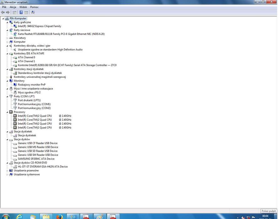 Komputer Win7x64,  200GB+2GB Intel Core 2 QUAD 4x2.4 GHz