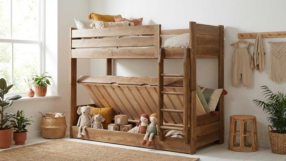 łóżko piętrowe EVER 90x200 otwierane z pojemnikiem 120 kg