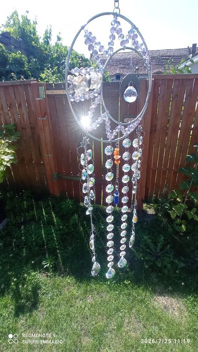 Duży Łapacz Słońca Ametyst Suncatcher Kryształy 73 cm