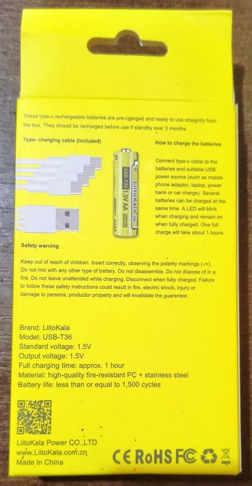 Аккумулятор батарея   Litokala ААА 1000mAч 1,5 В