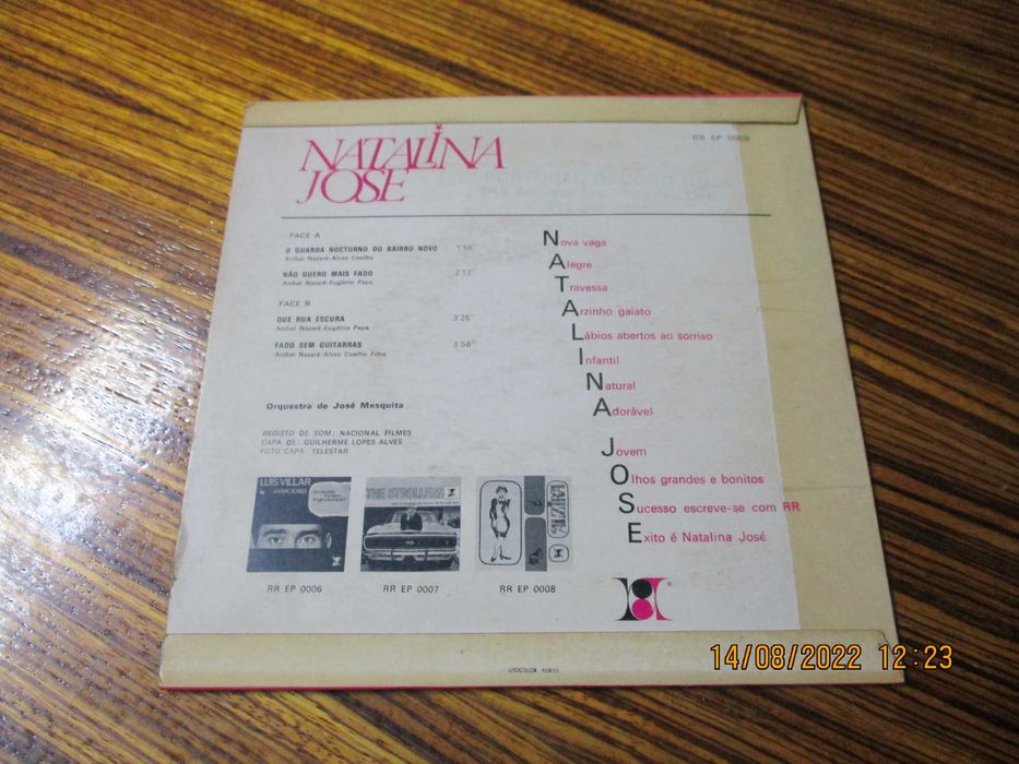 Disco vinil antigo Natalina José Fado sem guitarras