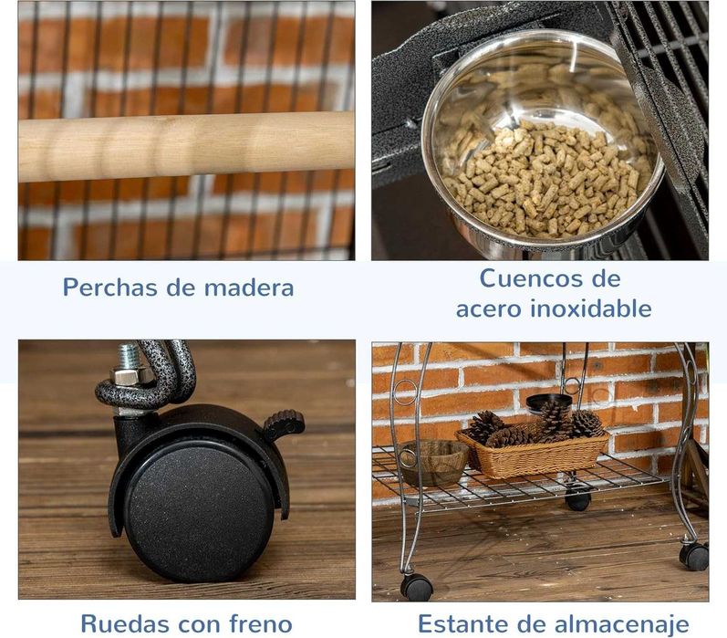 PORTES GRÁTIS - Gaiola para AVES, com rodas, 80x76,5x168cm