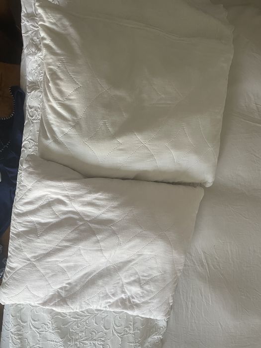 2 almofadas, lencol de baixo e protector de colchao de casal