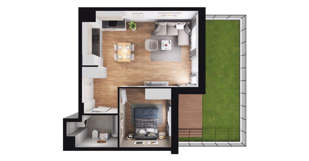 2-pokojowe mieszkanie 42 m² + ogródek Bezpośrednio - Widok 2