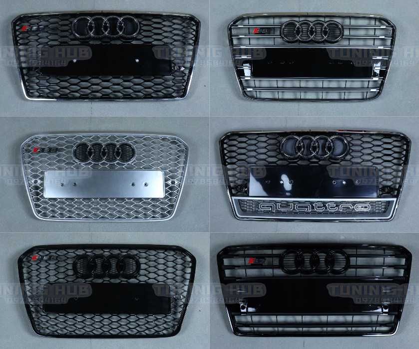 решетки радиатора ауди audi a1 q3 a4 q5 a6 a7 a8 rs s-line s решітки