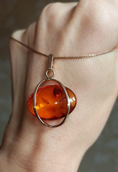 Кулон подвеска ЯК 1975 год. Янтарь. Бурштин. Золото.