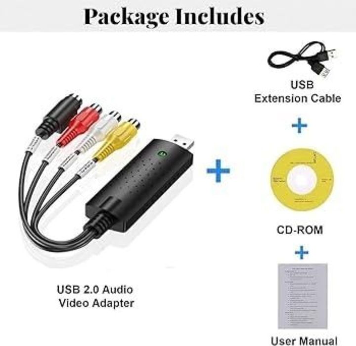 VHS na DVD  Adapter do Zgrywania , USB Video Grabber AV/Chinch/S-Video