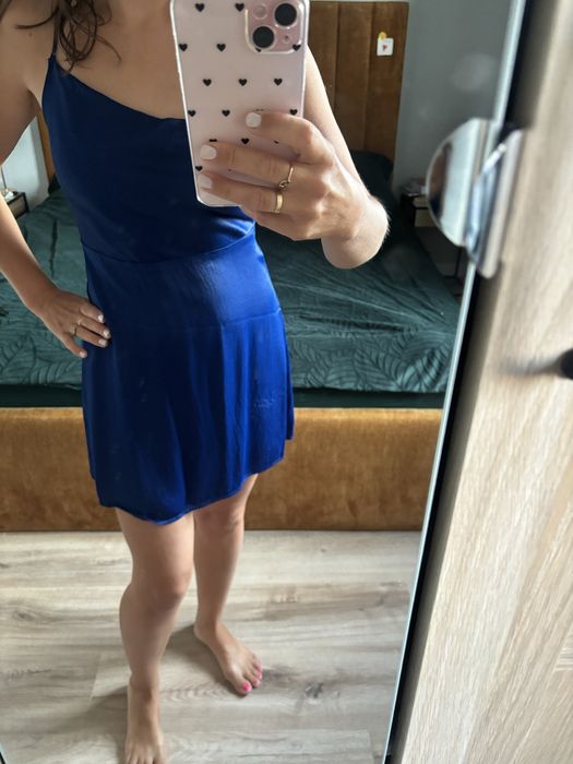 Sukienka satynowa wiskoza ZARA rozmiar S