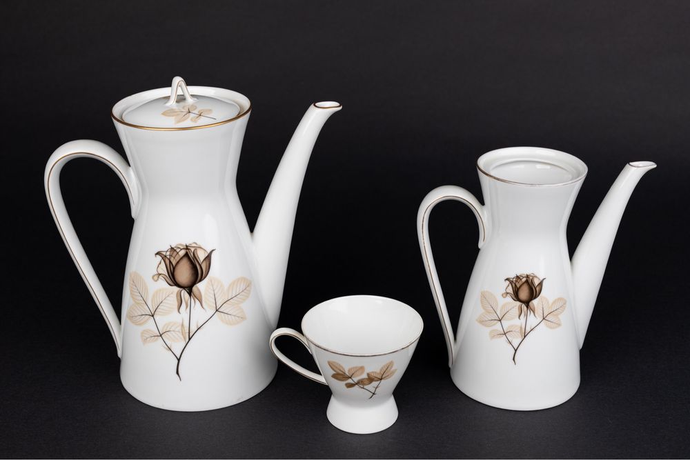 Rosenthal Form 2000 czarna róża dzbanek filiżanka komplet porcelana