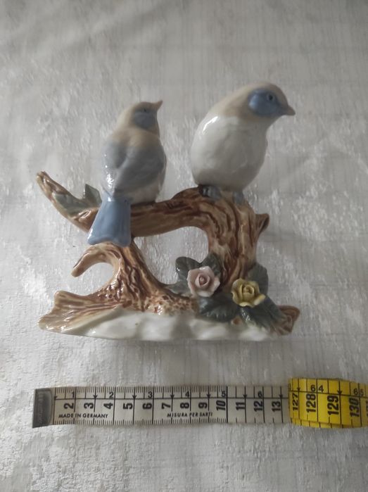 Estatueta passarinhos cerâmica