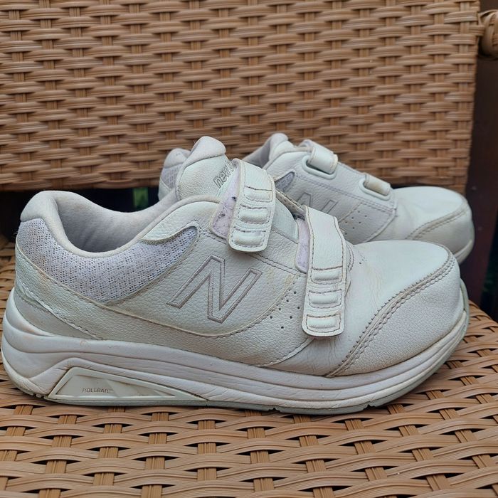 New Balance r.36.5 białe skórzane sneakersy na rzep wysoka podeszwa