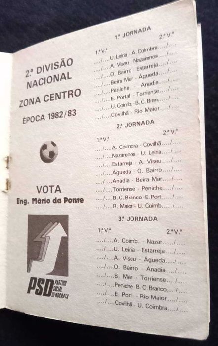Calendário de jogos da época 82/83