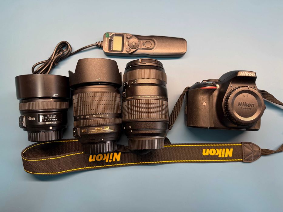 Nikon D5300 + 3 obiektywy + pilot + oryginalna ładowarka | przebieg tylko 7600 zdjęć