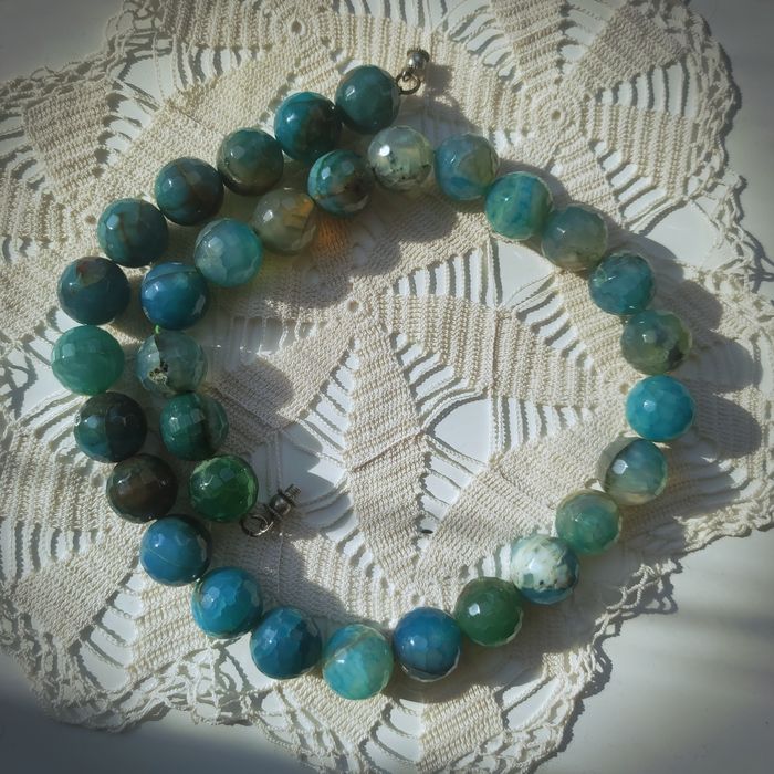 Намисто, кольє, смарагдовий  агат