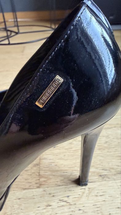 Czarne lakierowane szpilki Primamoda r. 35 | Platforma | Eleganckie