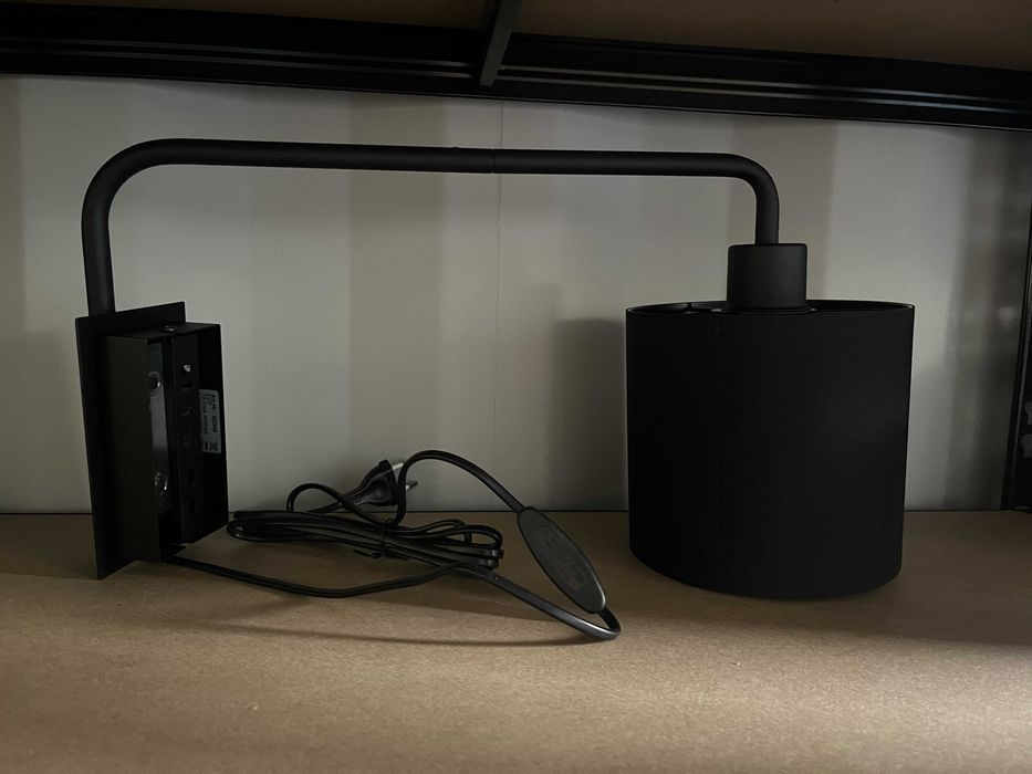 Kinkiet Ścienny - Czarny, Tkaninowy Klosz - Idealny Nad Łóżko/Fotel!