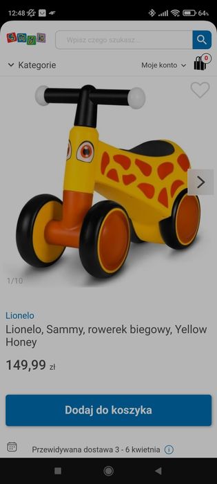 Jeździk pchacz Lionelo stan bardzo dobry