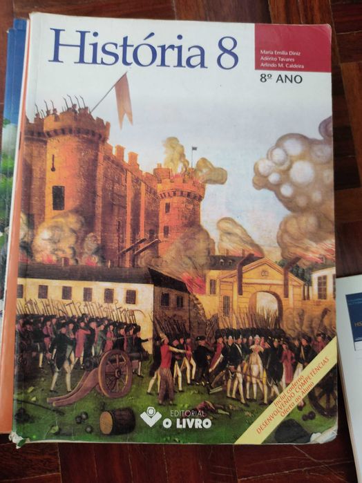 Livros escolares de diferentes anos de ensino e disciplinas