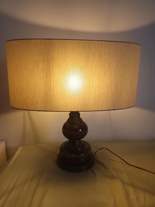 Candeeiro de mesa vintage- Cerâmica e latão 1960