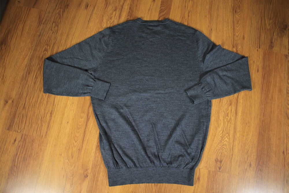 Sweter Dressmann r. L okrągły dekolt wełna merino szary cienki