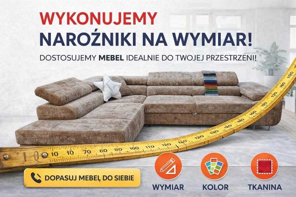 Narożnik ARTEON POD WYMIAR Rogówka do salonu, funkcja spania +GRATIS