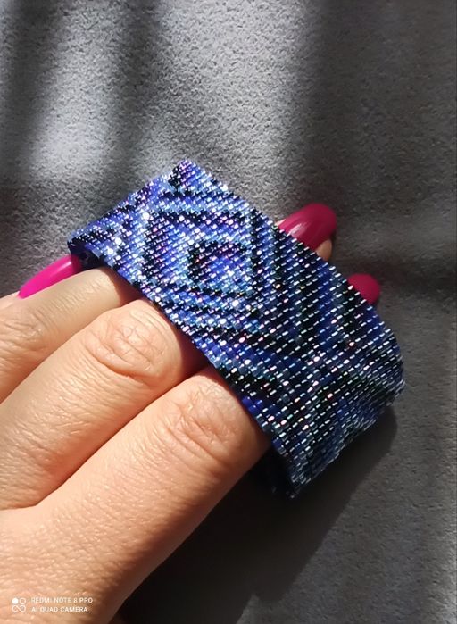 Niebieska bransoletka handmade z koralików Miyuki.