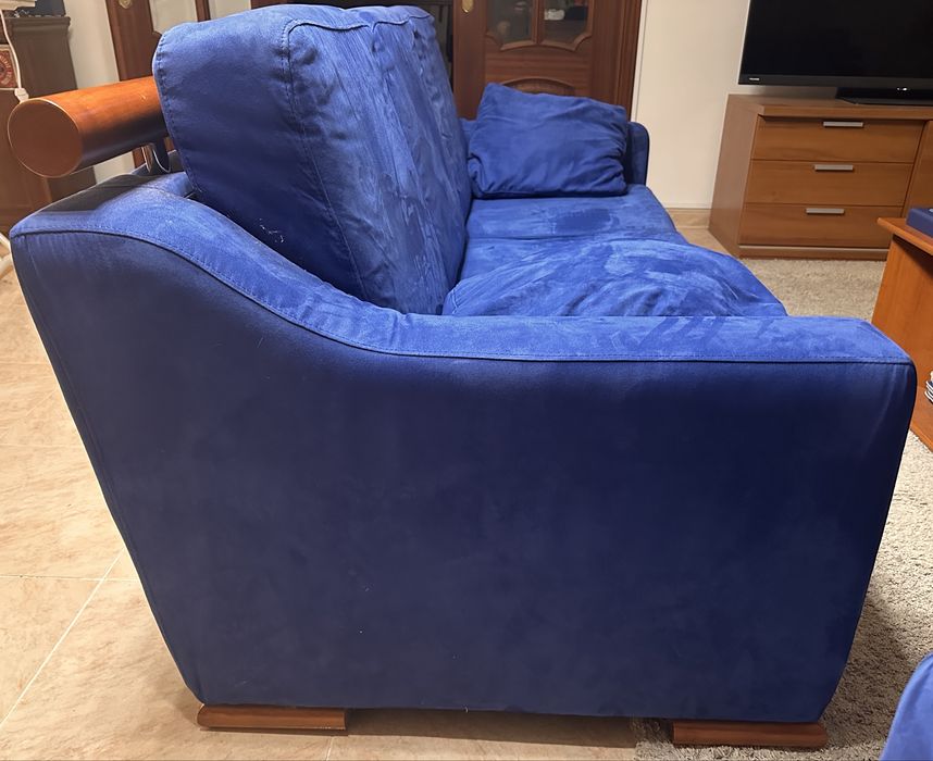 Conjunto 2 sofás grandes azuis
