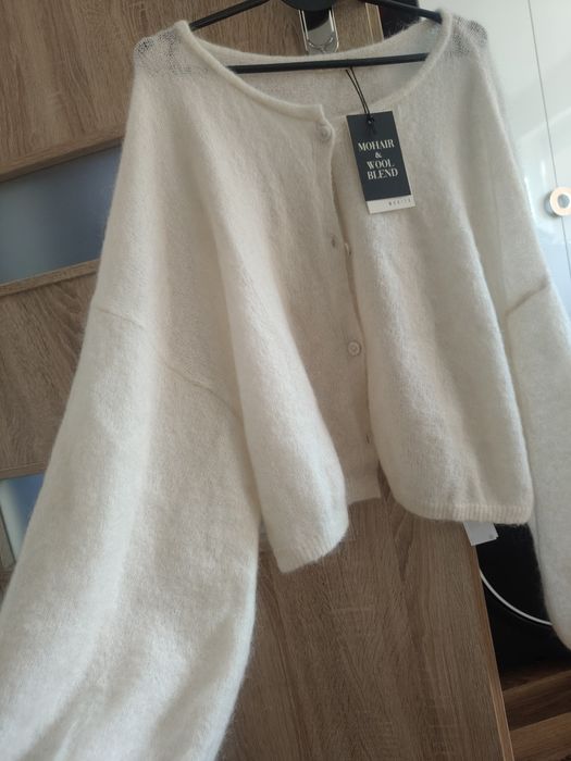 Sweter beż/krem z moherem i wełną Mohito
