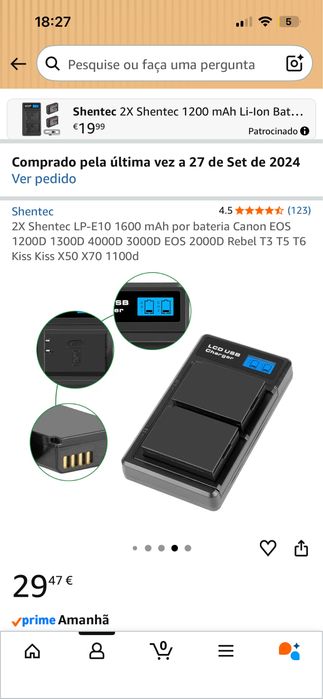 Carregador + 1 Bateria (Apenas 1)