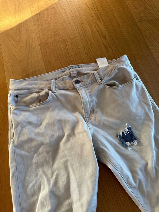 Białe Spodnie Jeansy 34