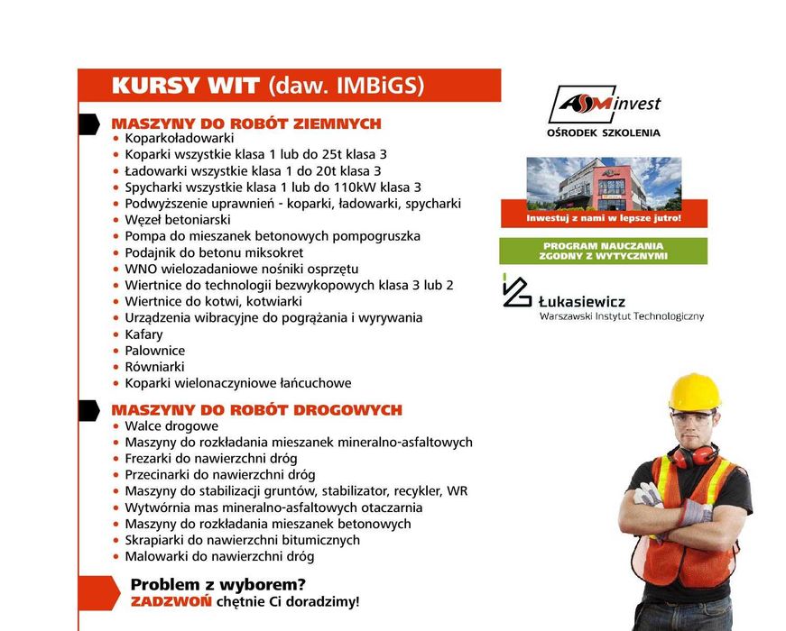 Kurs na kafary wiertnice FUCHS uprawnienia FUCHS żuraw samojezdny