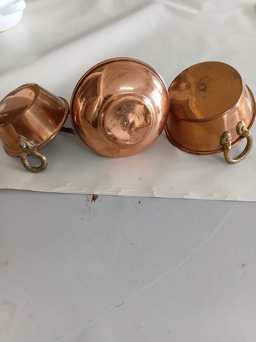 3 peças en cobre (vintage) 1 jarro e 2 mini tachos