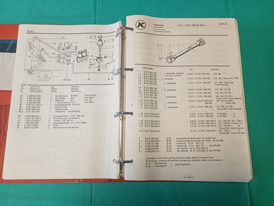 SETRA S 215 Katalog Części Autobus Kassbohrer Autokar Spare Parts