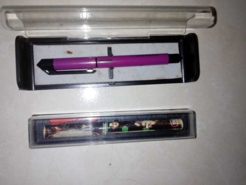 canetas tinta permanente e caneta do benfica antigas