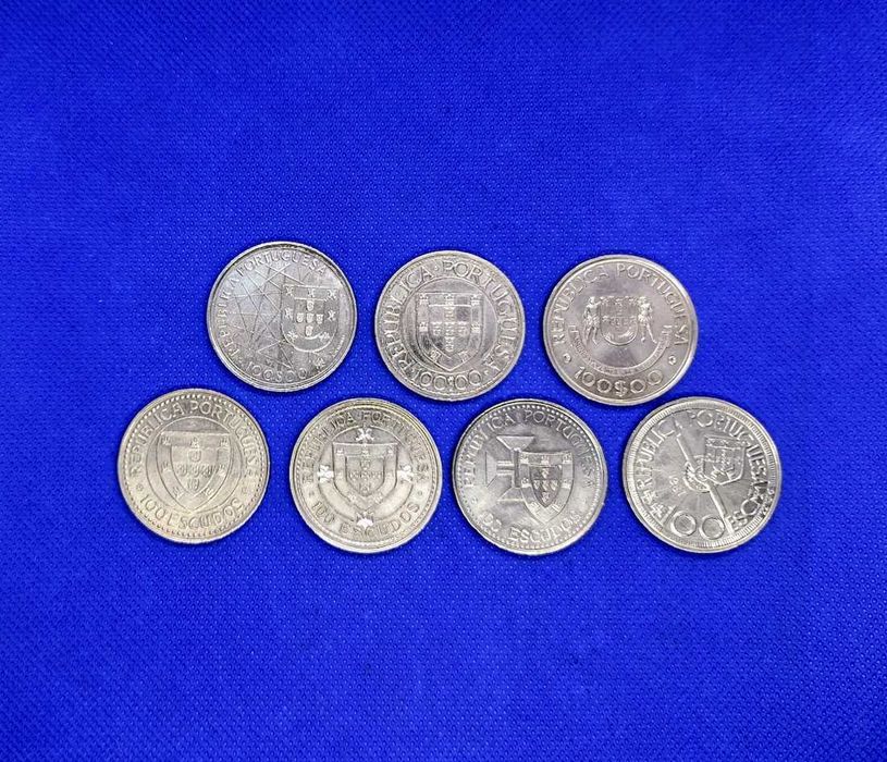 Lote de 7 moedas comemorativas 100 Escudos cobre/níquel