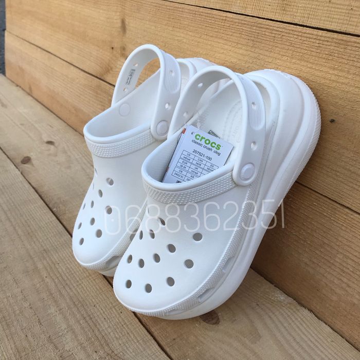 Жіночі Крокси Crocs Classik Crush На Платформі Білі