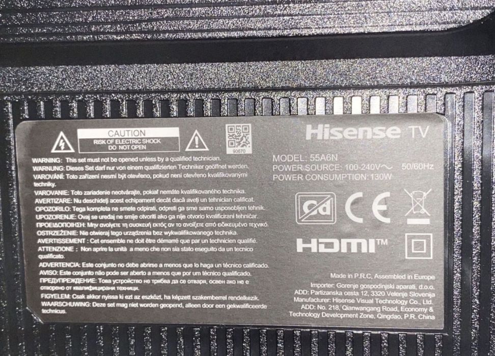 TV Hisense 55 Para Peças