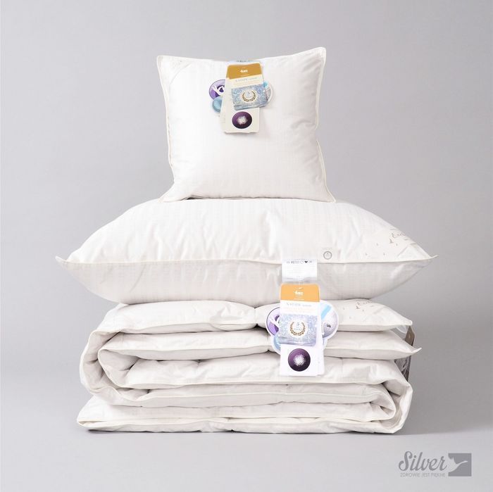 Poduszka AMZ SILVER puch 90% 40x60cm Srebrzysty krem
