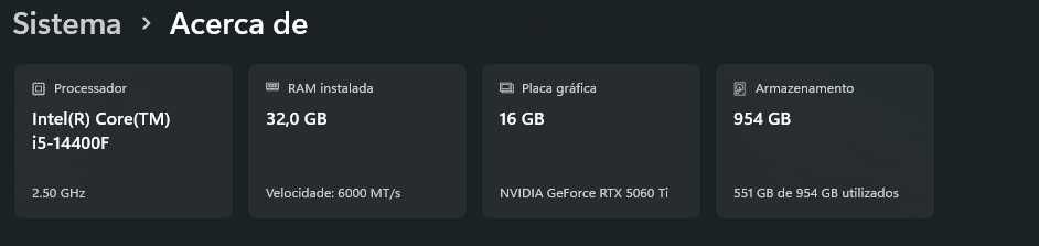 PC Gamer / RTX 5060TI 16GB / Intel i5-14400f / 32GB Ram DDR5