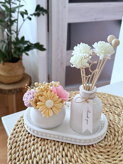 Zestaw ceramiczny +flowerbox z wosku sojowego