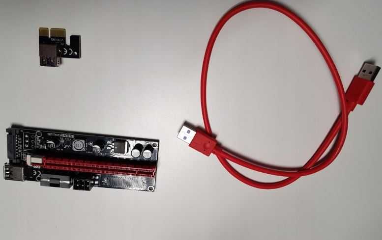 WYPRZEDAŻ Riser 009S USB3.0 PCI-E 1x-16x zasilany 6PIN SATA - 4 sztuki