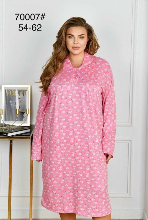 Женская ночная рубашка теплая с начесом трикотаж / Ночнушка 54р-62р