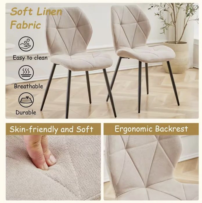 Krzesła kuchenne do salonu CIEMNY BEŻ BLUVEL 40 4 szt