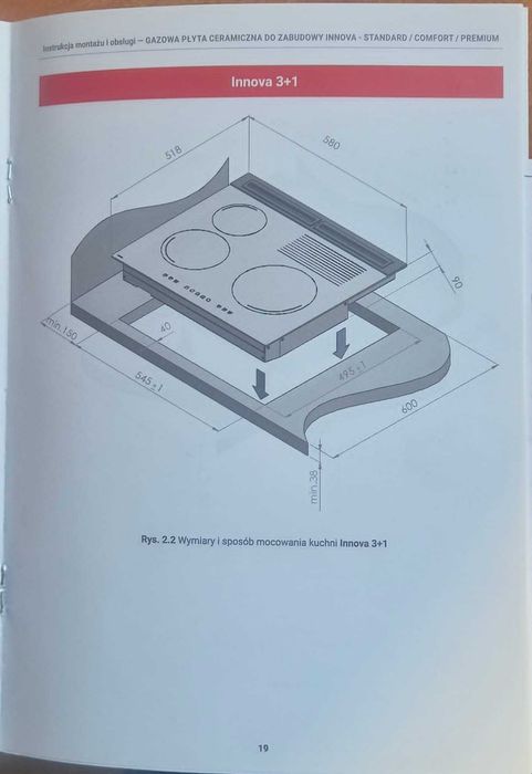 Płyta gazowa Solgaz INNOVA PREMIUM 3+1
