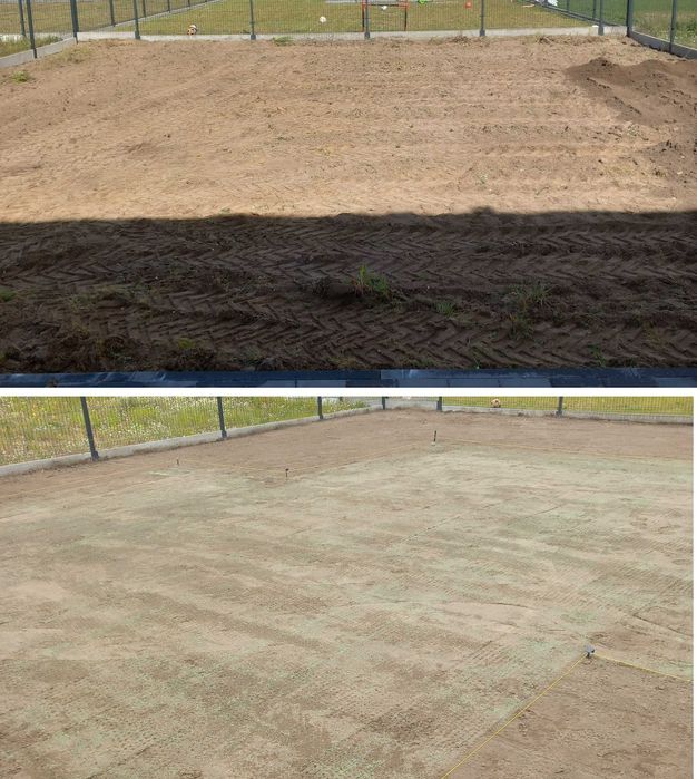 wertykulacja trawnika, glebogryzarka separacyjna, maszynowy siew trawy