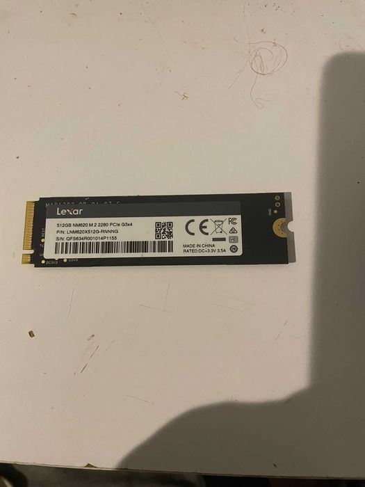 Dysk SSD NVMe Lexar NM620 512GB SSD M.2 PCIe 3.0 x4 – sprawny, SMART 92%