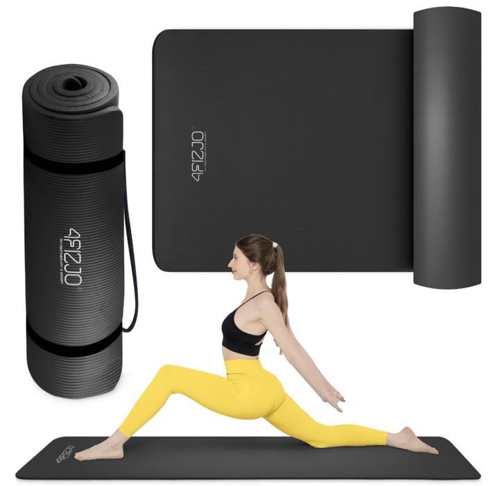 Килимок для йоги та фітнесу 4FIZJO NBR 180 × 60 см чорний (1 см товщ.)