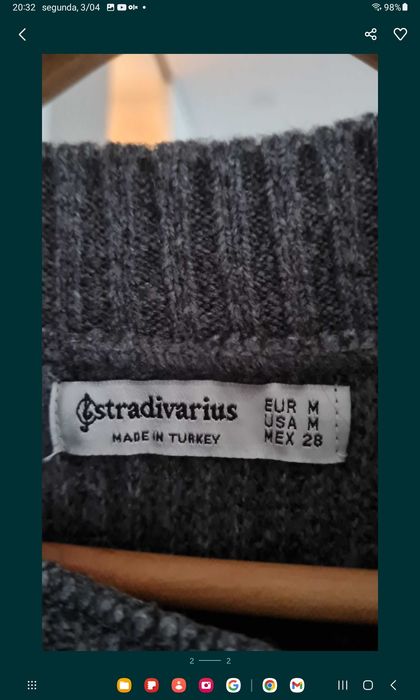 Camisola de Senhora Stradivarius.
Com pedras e pérolas. Oversize. Cor