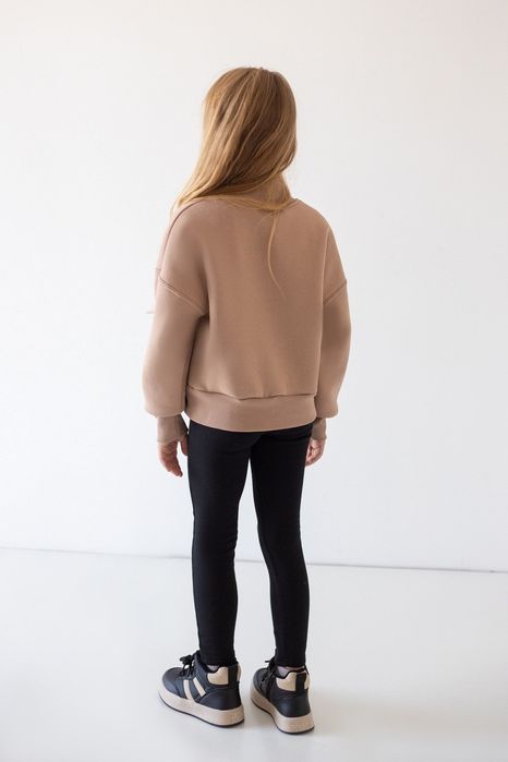 Теплі дитячі чорні лосини на хутрі, утеплені легінси на махрі термо